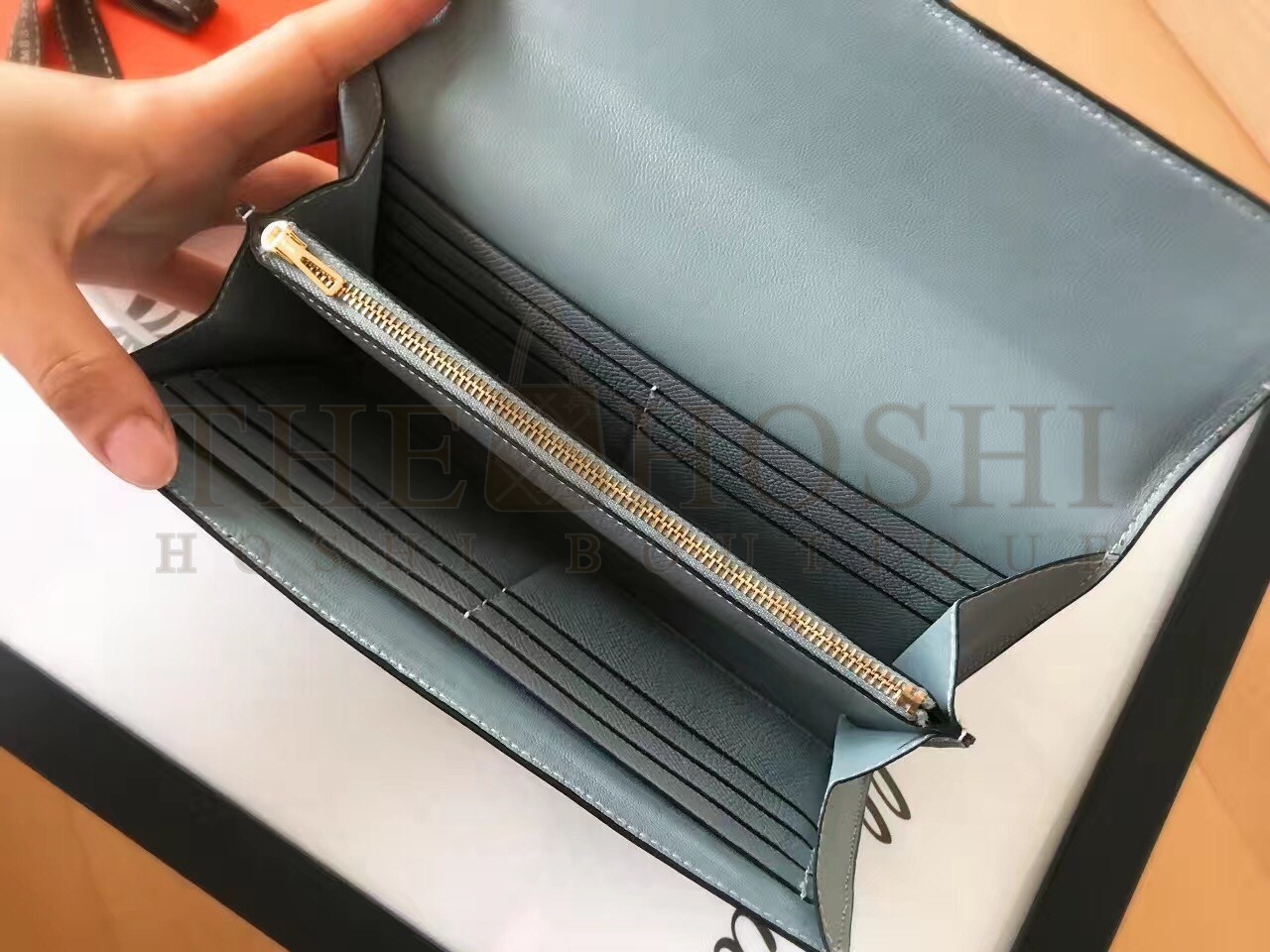 H**me5 Blue Lin Epsom Constance Long Wallet Master Quality