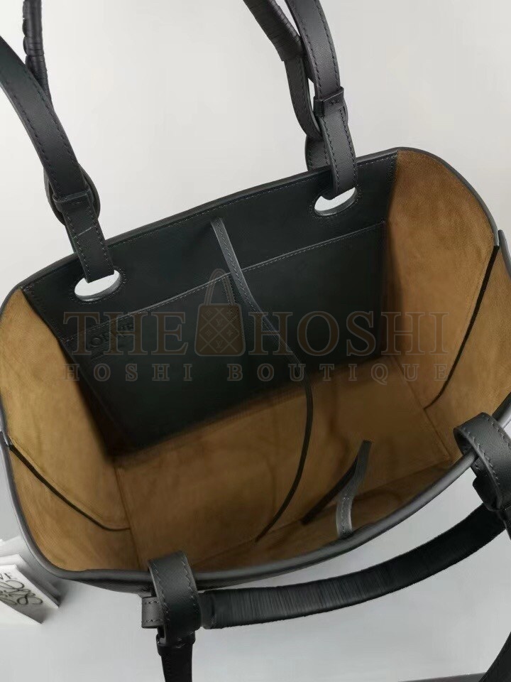 L0ew* Small Anagram Tote In Black Grained Calfskin Master Quality