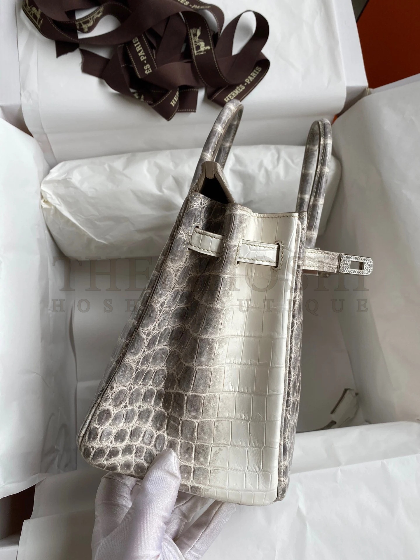 H**me5 Birkin 25 D1am0nd Bag In Himalaya Niloticus Crocodile Skin Master Quality