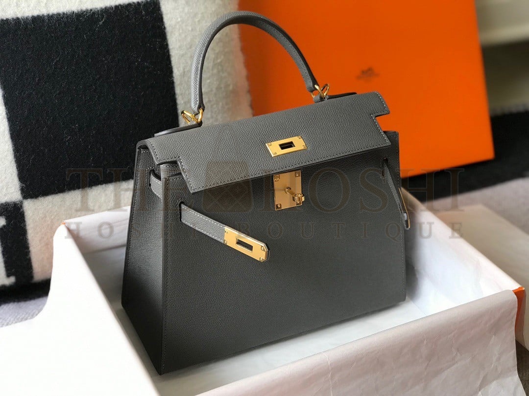 H**me5 Kelly 25cm Sellier Bag in Ardoise Epsom Calfskin GHW Master Quality