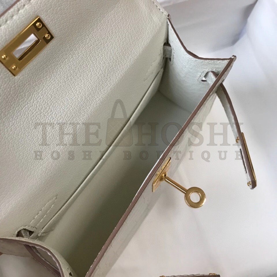 H**me5 Kelly Mini II Bag In Beton Embossed Crocodile Calfskin Master Quality