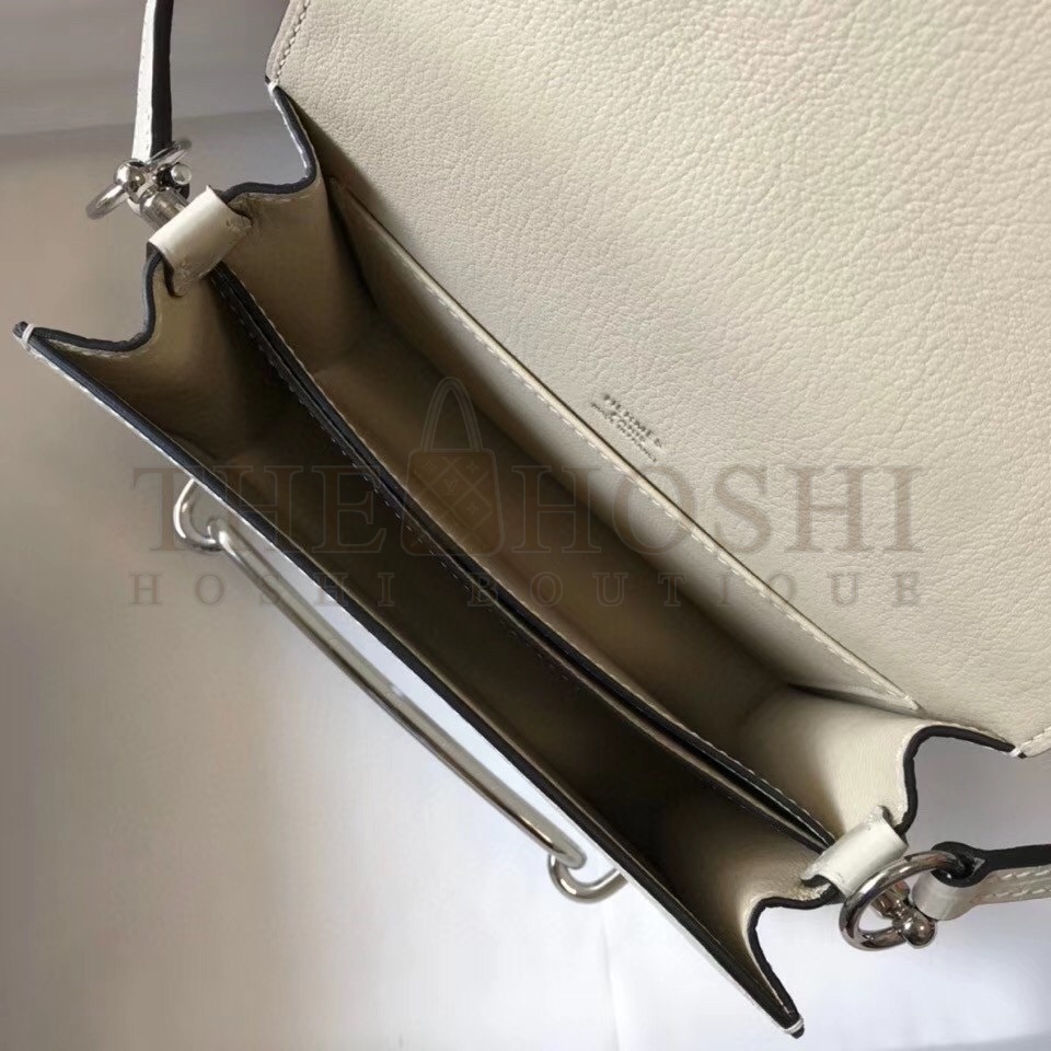 H**me5 Roulis Mini Bag In White Crocodile With Natural Lizard Master Quality