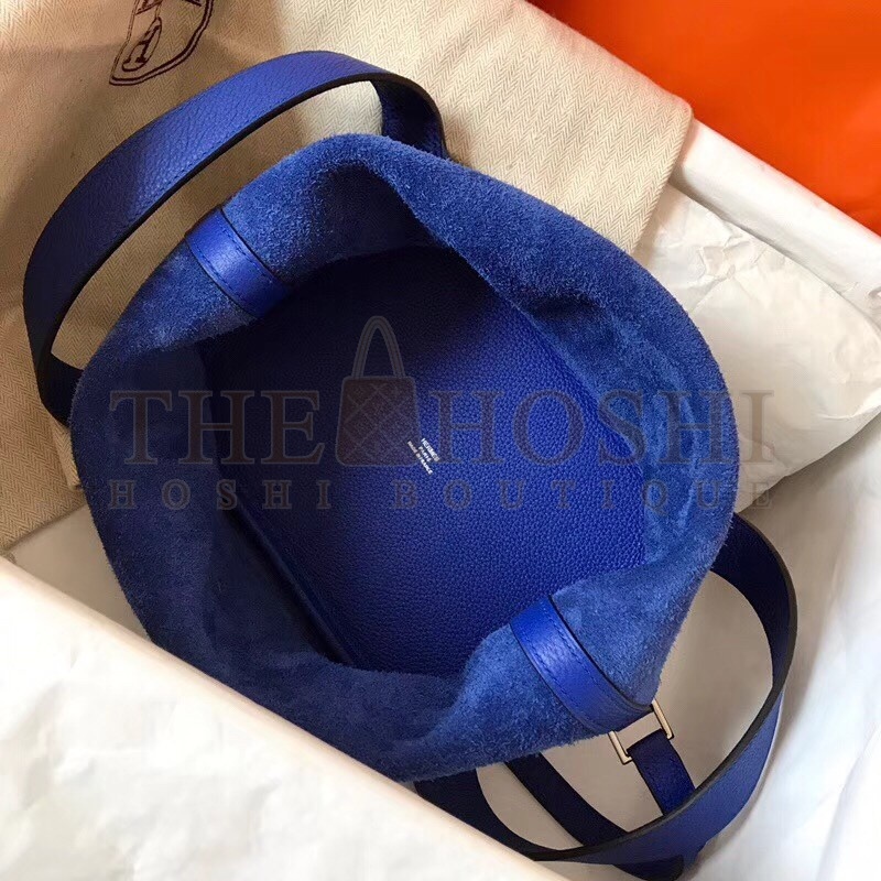 H**me5 Blue Electric Picotin Lock PM 18cm Handmade Bag Master Quality