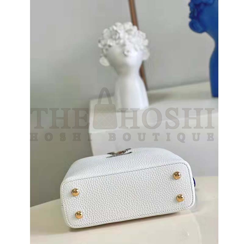 L0vis Vvtt0n LV Women Capucines Mini Handbag White Taurillon Leather Master Quality