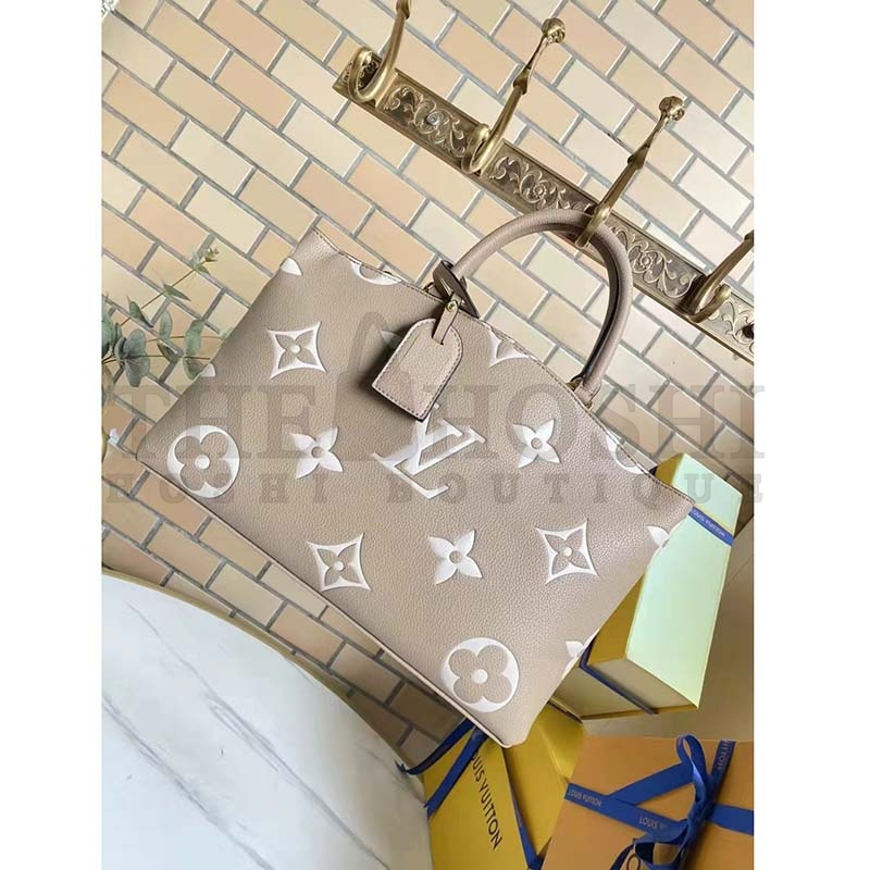 L0vis Vvtt0n LV Women Grand Palais Tote Bag Dove Monogram Embossed Grained Cowhide Master Quality