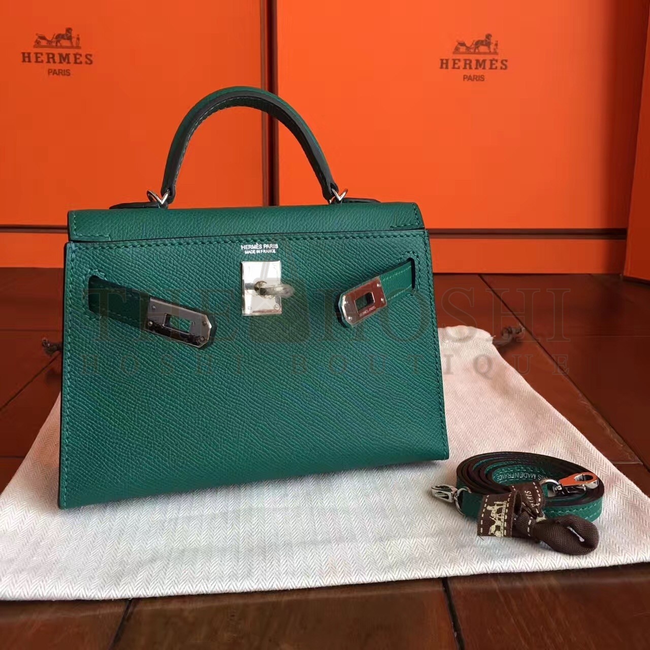 H**me5 Malachite Epsom Kelly Mini II Handmade Bag Master Quality