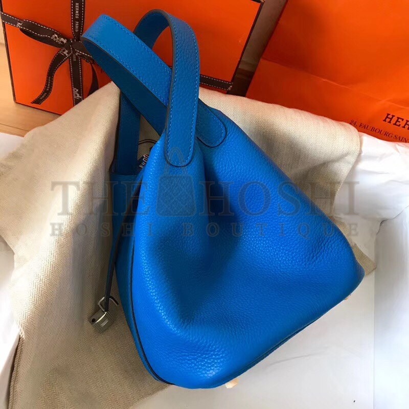H**me5 Blue Hydra Picotin Lock PM 18cm Handmade Bag Master Quality