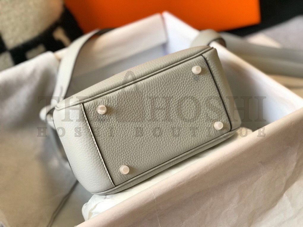 H**me5 Mini Lindy Bag In Pearl Grey Clemence Leather Master Quality