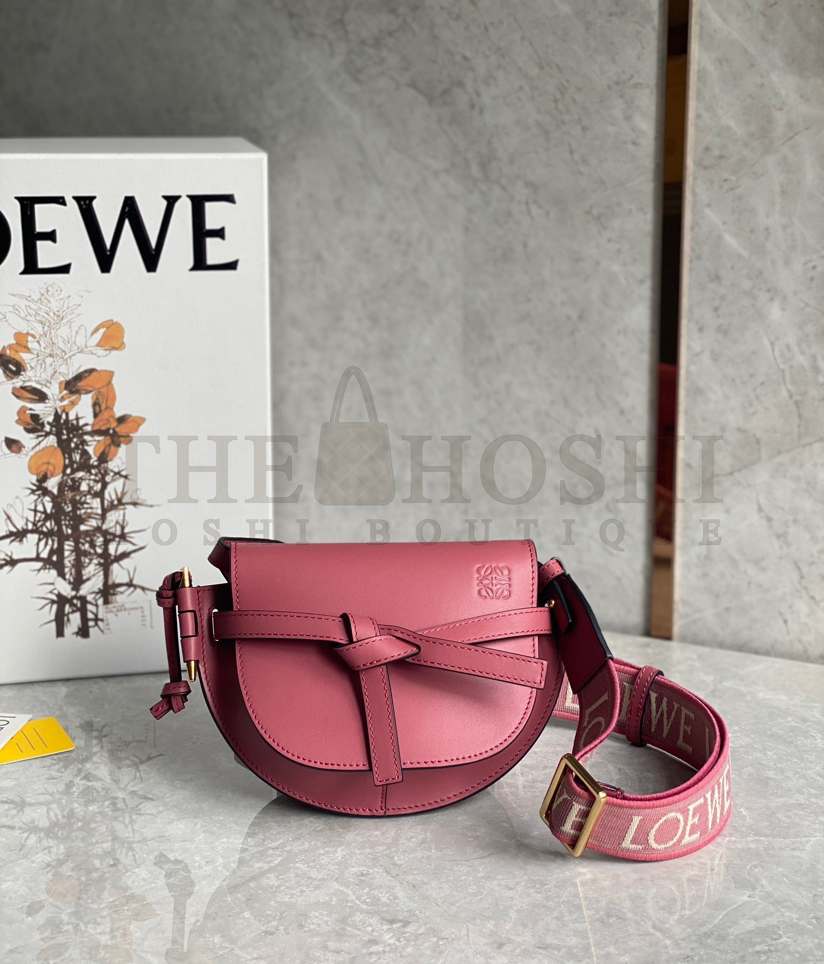 L0ew* Mini Gate Dual Bag In Plumrose Calfskin Master Quality
