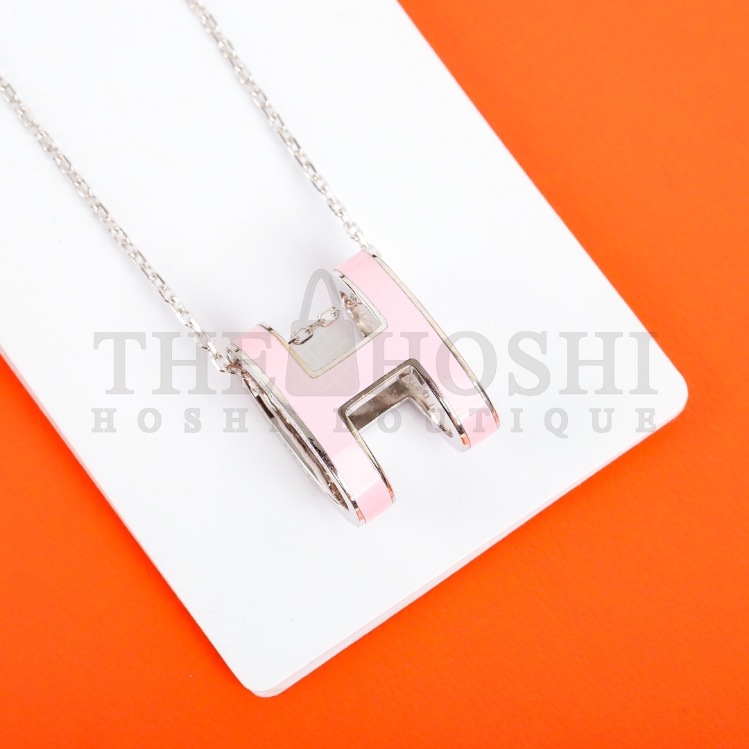 Herme* H**me5 Enameled Curved H Necklace Master Quality