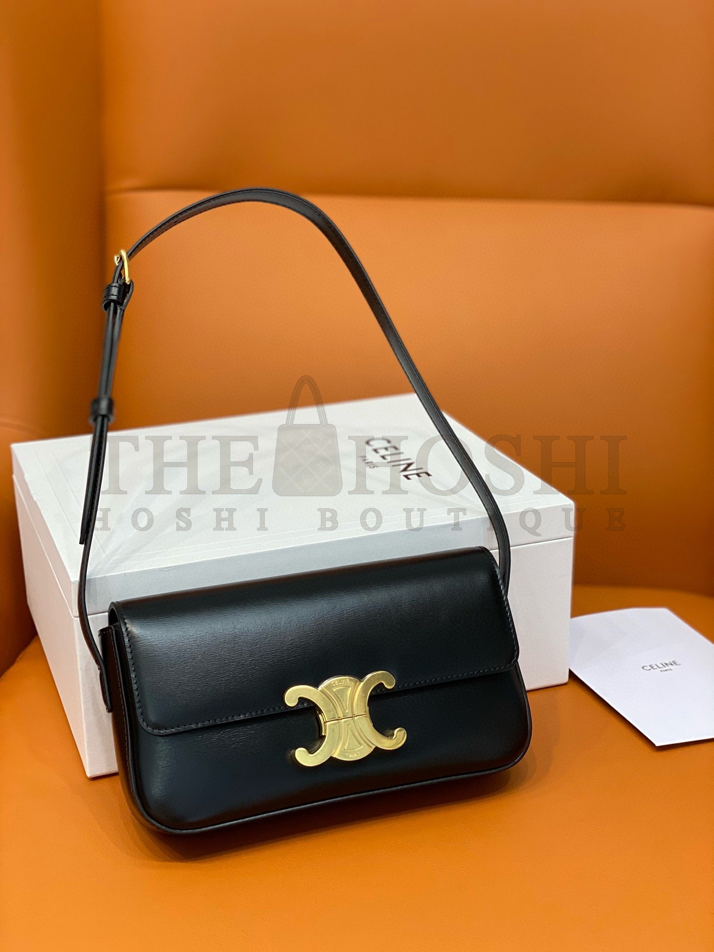 Ce1i*e Claude Shoulder Bag in Black Calfskin Master Quality