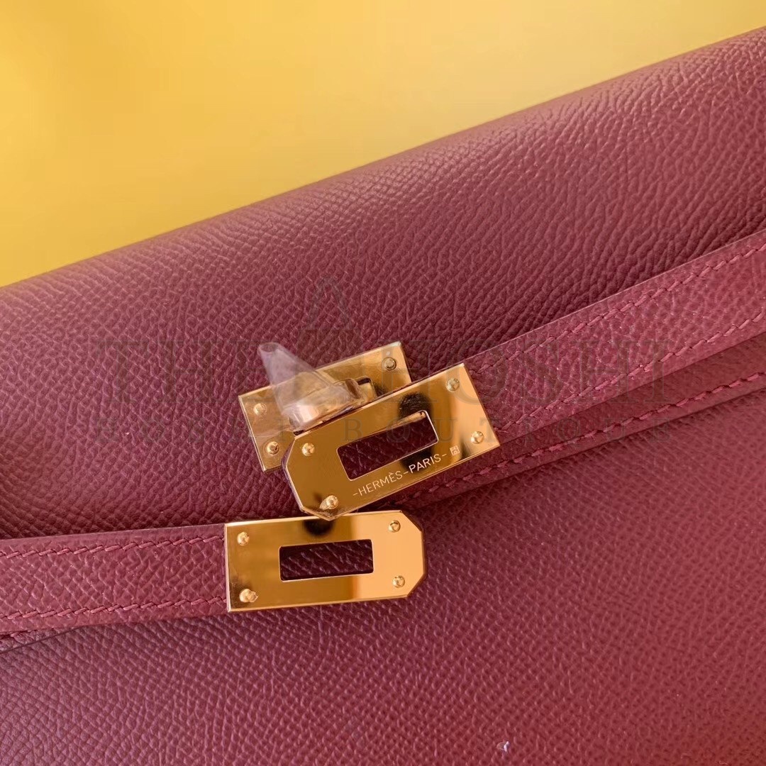 H**me5 Kelly Classique To Go Wallet In Bordeaux Epsom Calfskin Master Quality