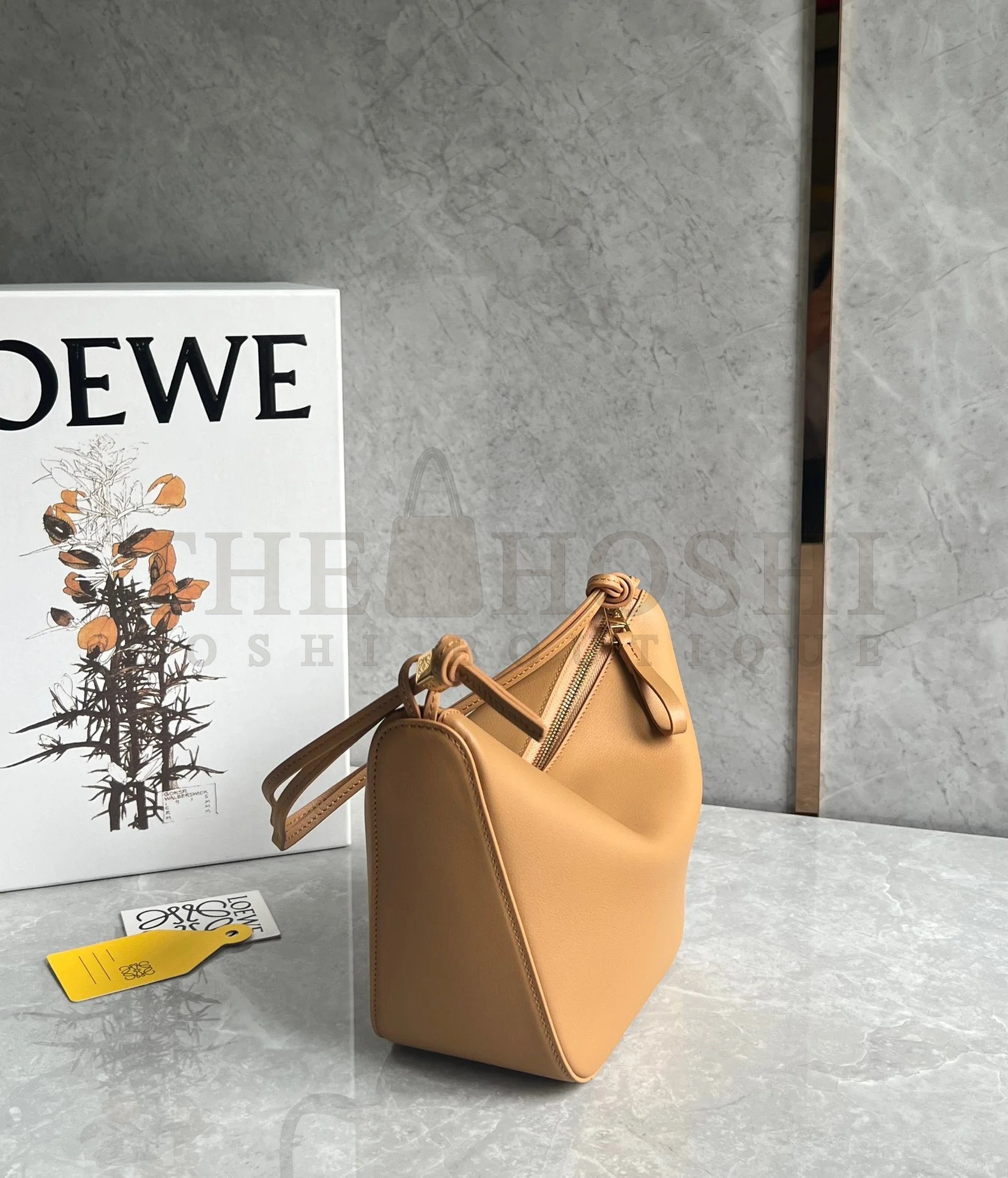 L0ew* Mini Hammock Hobo Bag in Light Brown Calfskin Master Quality