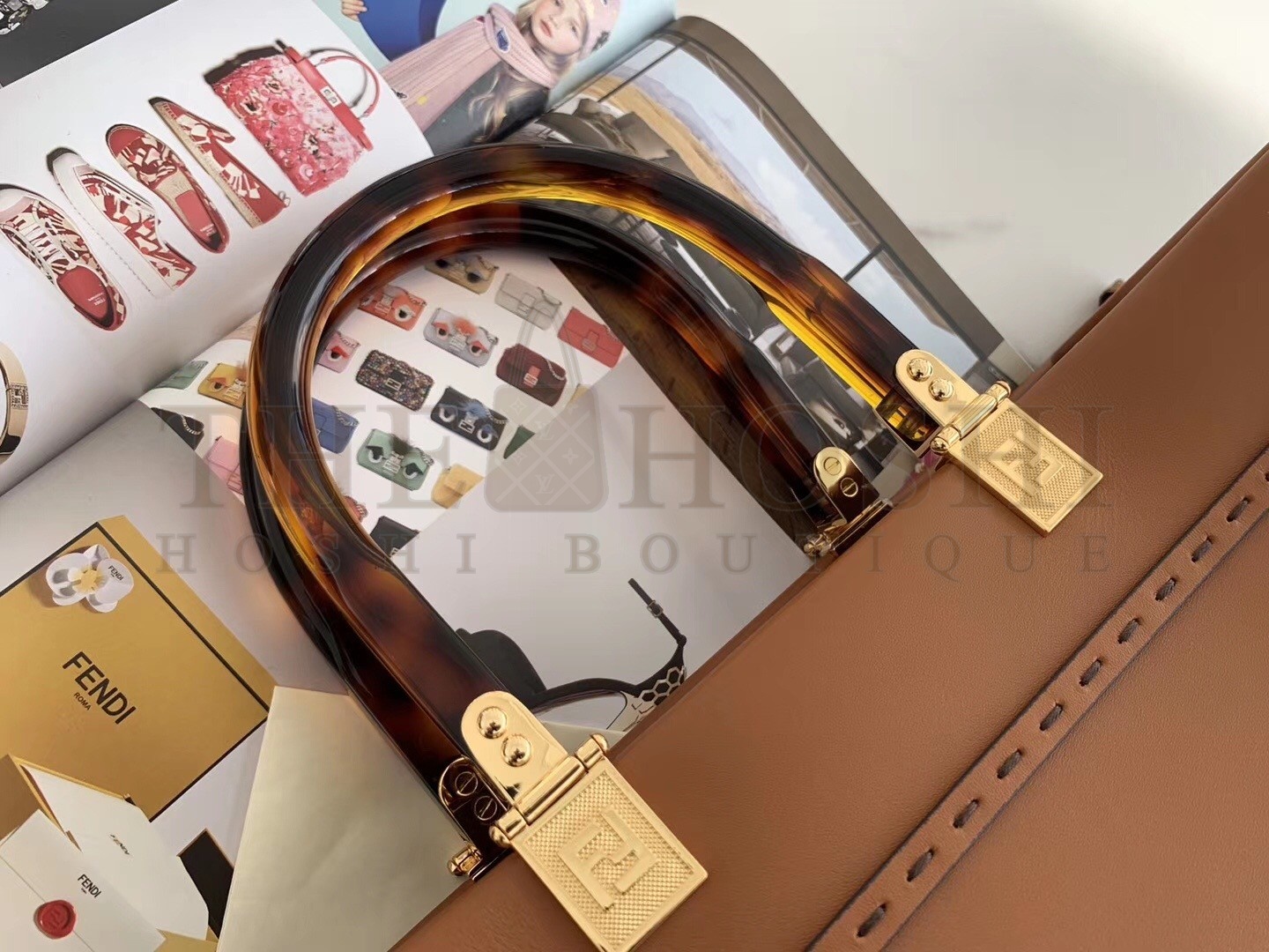 F**di Sunshine Medium Tote Bag In Brown Calfskin Master Quality