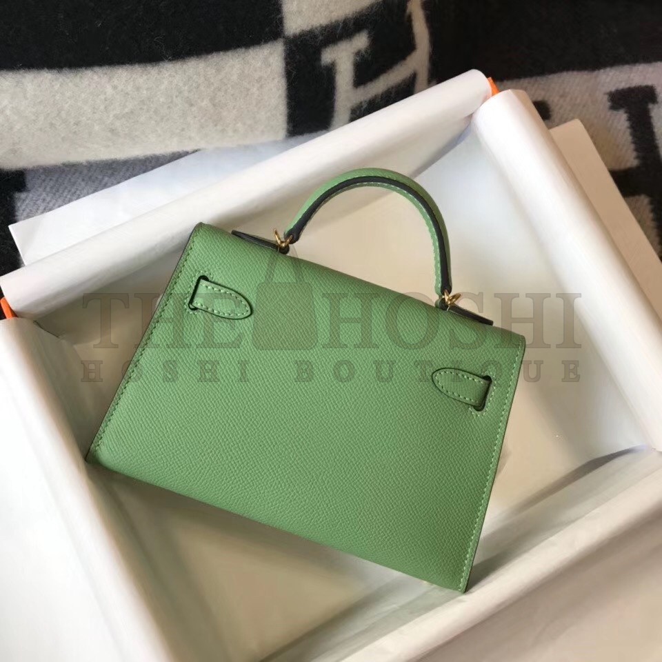 H**me5 Kelly Mini II Bag In Vert Criquet Epsom Leather Master Quality