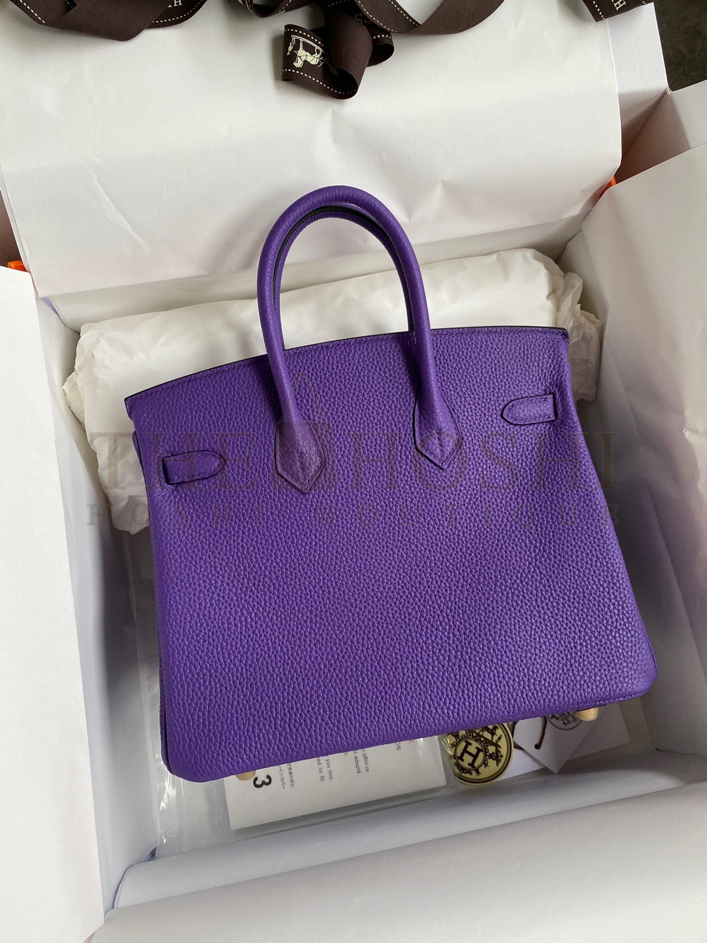 H**me5 Birkin 25 Retourne Handmade Bag In Violet Clemence Leather Master Quality