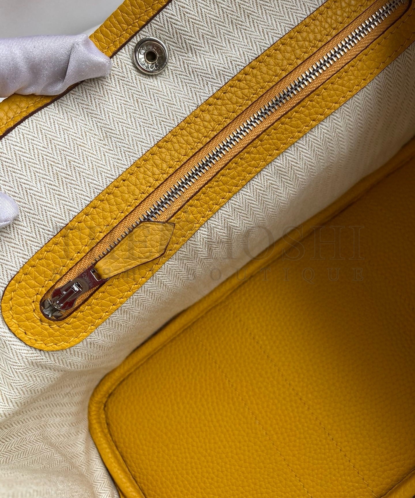 H**me5 Garden Party 30 Handmade Bag in Jaune Ambre Clemence Leather Master Quality