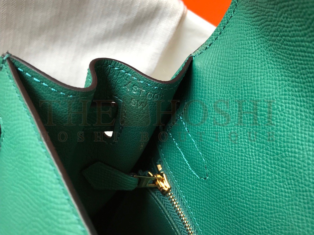 H**me5 Kelly 25cm Sellier Bag in Malachite Epsom Calfskin GHW Master Quality
