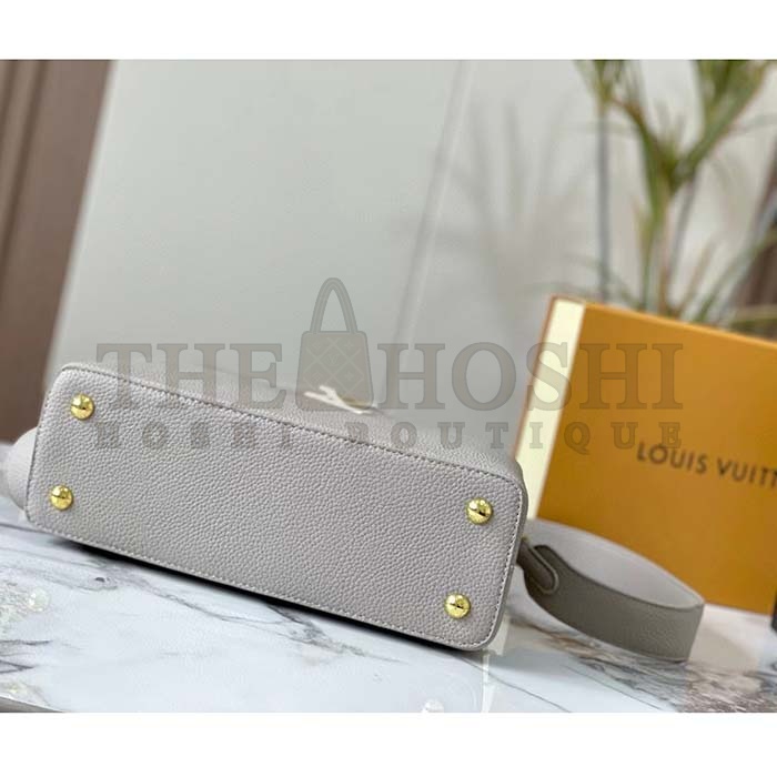 L0vis Vvtt0n LV Women Capucines MM Handbag Steeple Gray Greige Taurillon Leather Master Quality
