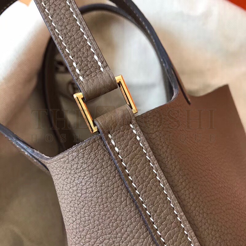 H**me5 Taupe Picotin Lock MM 22cm Handmade Bag Master Quality