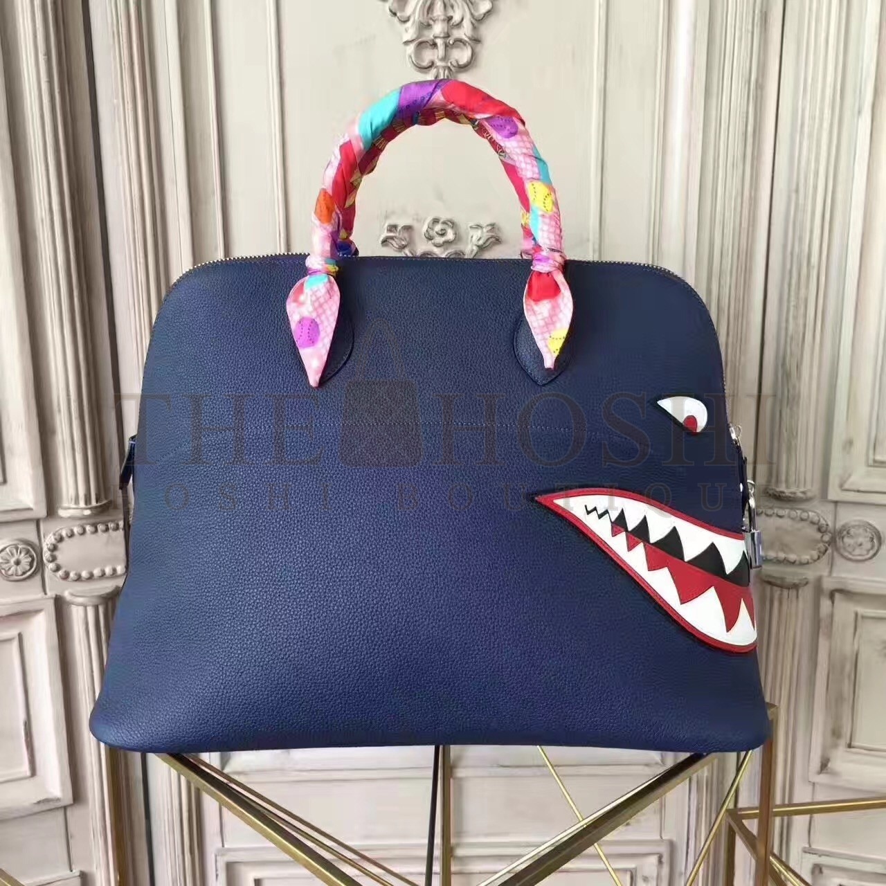 H**me5 Shark Bolide 45cm Bag In Blue Calfskin Master Quality