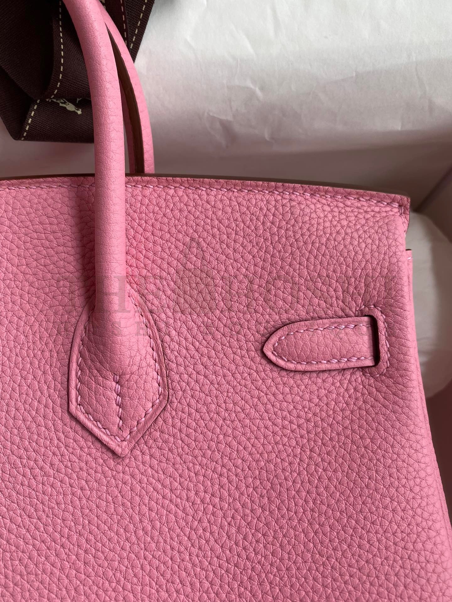 H**me5 Birkin 25 Retourne Handmade Bag In Pink Clemence Leather Master Quality