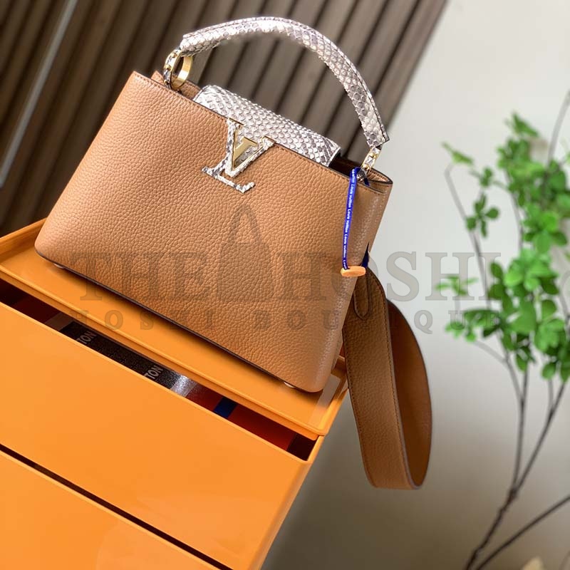 L0vis Vvtt0n LV Women Capucines BB Handbag Brown Taurillon Python Skin Leather Master Quality
