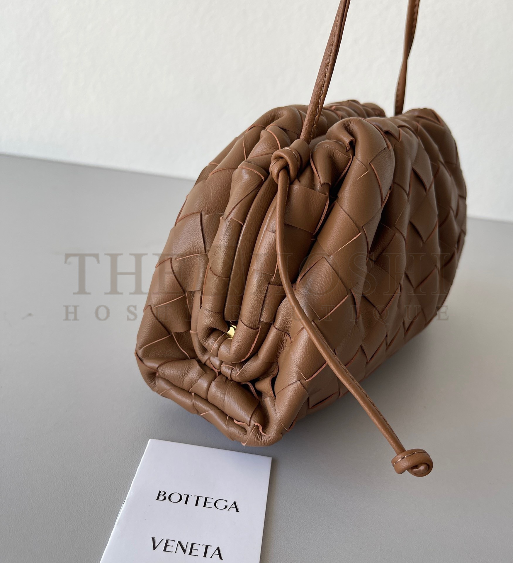 B0tt*ga Ven*ta Mini Pouch with Strap in Caramel Intrecciato Lambskin Master Quality