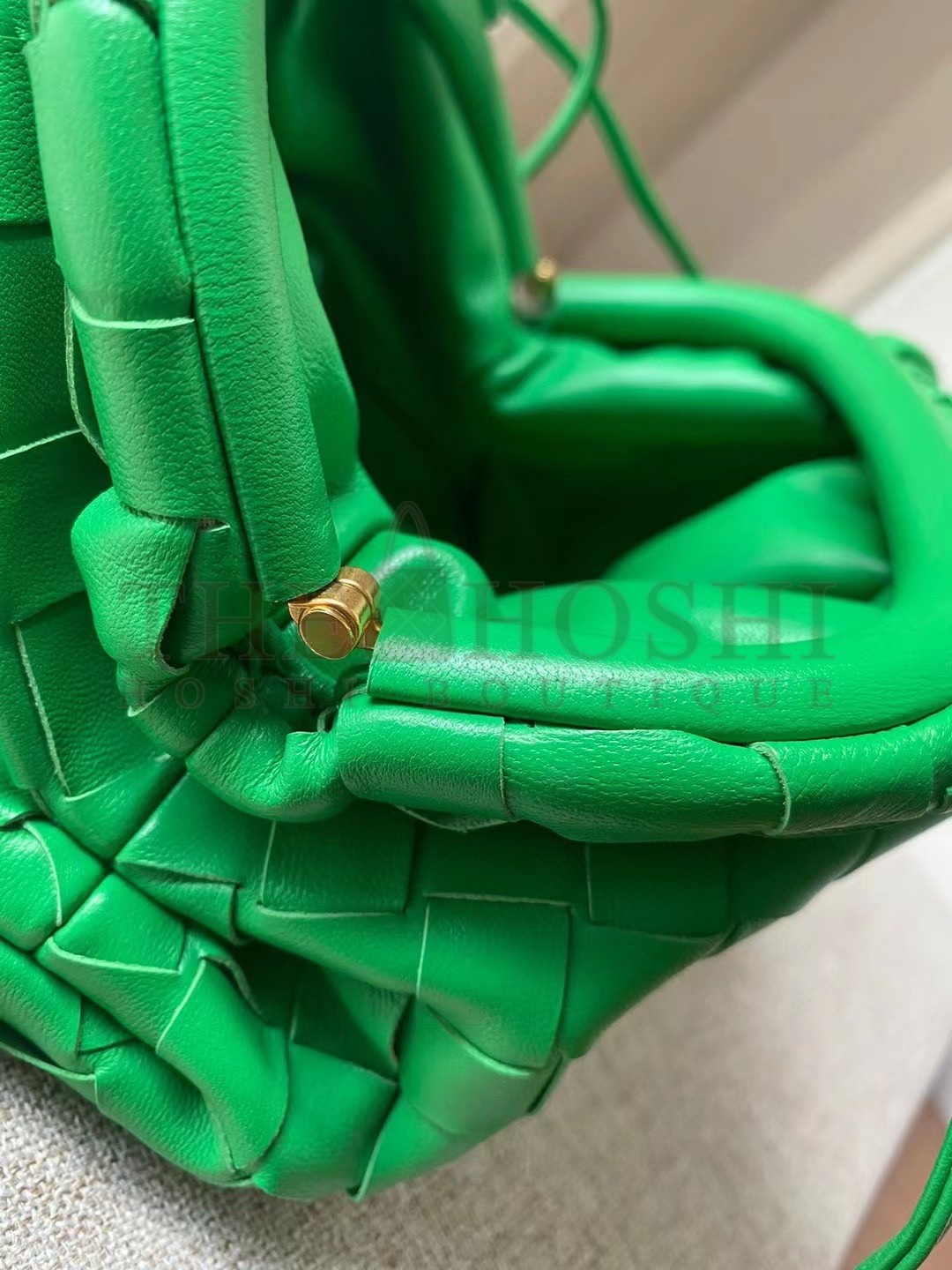 B0tt*ga Ven*ta Mini Pouch with Strap in Parakeet Intrecciato Lambskin Master Quality