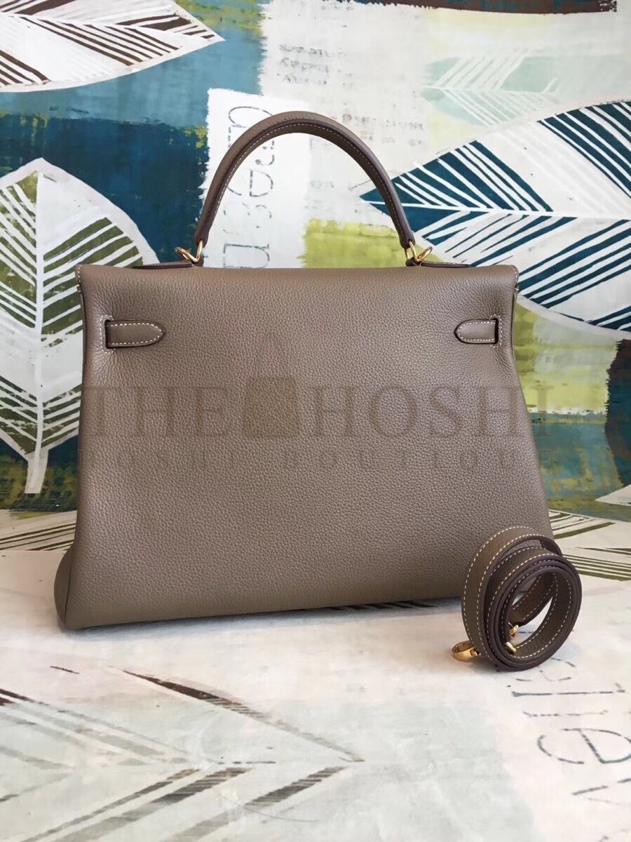 H**me5 Taupe Clemence Kelly 35cm Handmade Bag Master Quality