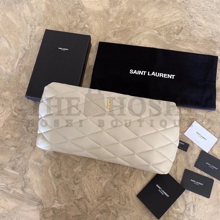 Sa1nt Lau*nt Sade Puffer Envelope Clutch In White Lambskin Master Quality