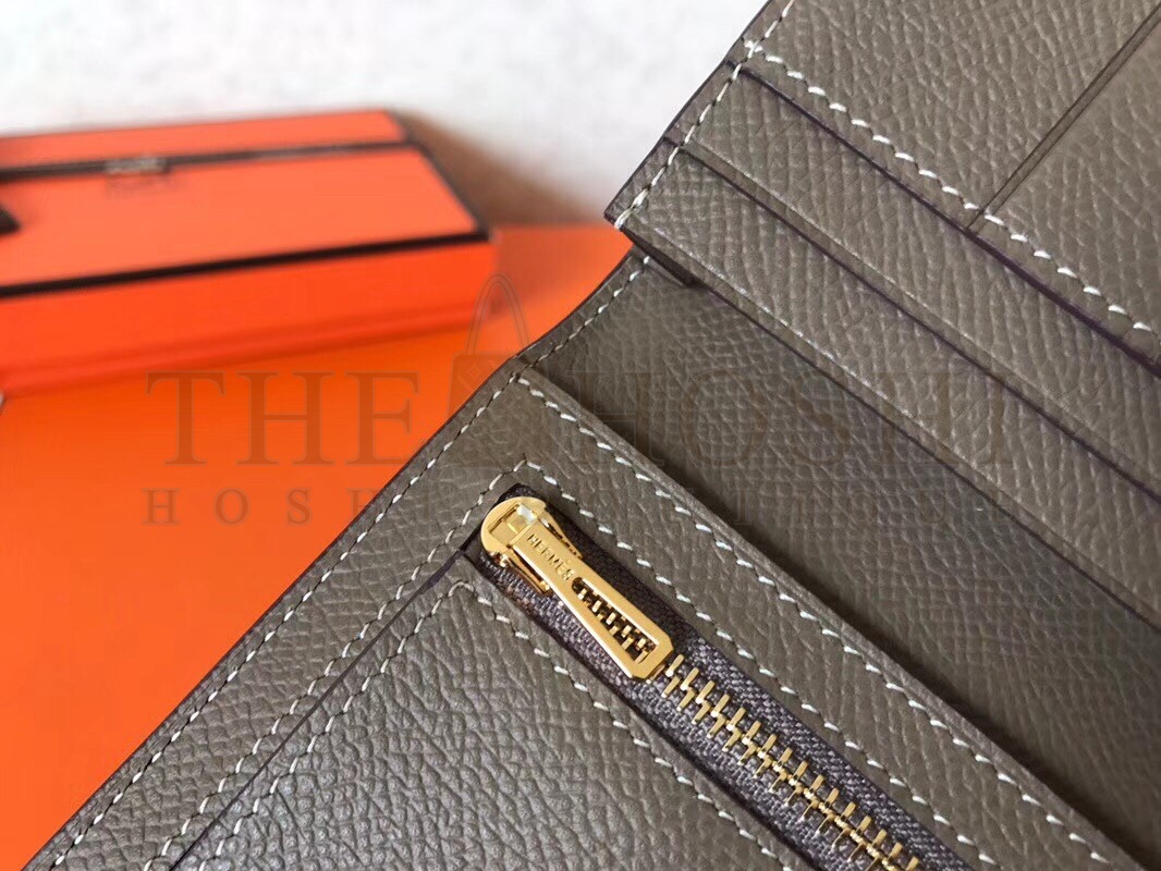 H**me5 Taupe Epsom Bearn Gusset Wallet Master Quality