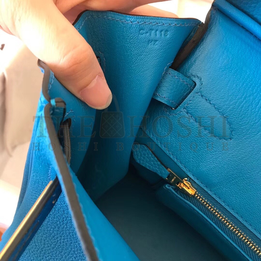 H**me5 Blue Zanzibar Birkin 30cm Clemence Handmade Bag Master Quality