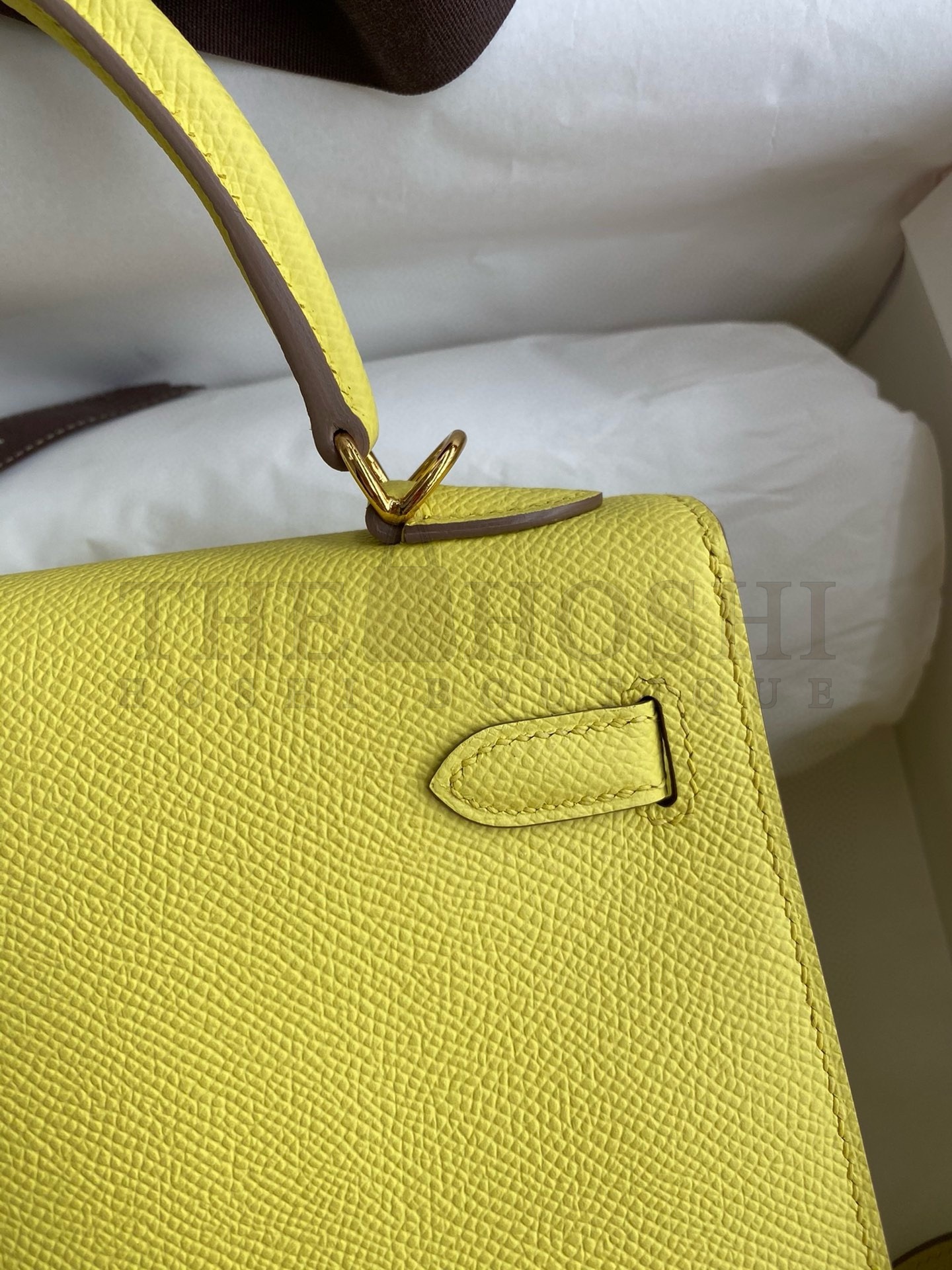 H**me5 Kelly Sellier 28 Handmade Bag In Lime Epsom Calfskin Master Quality