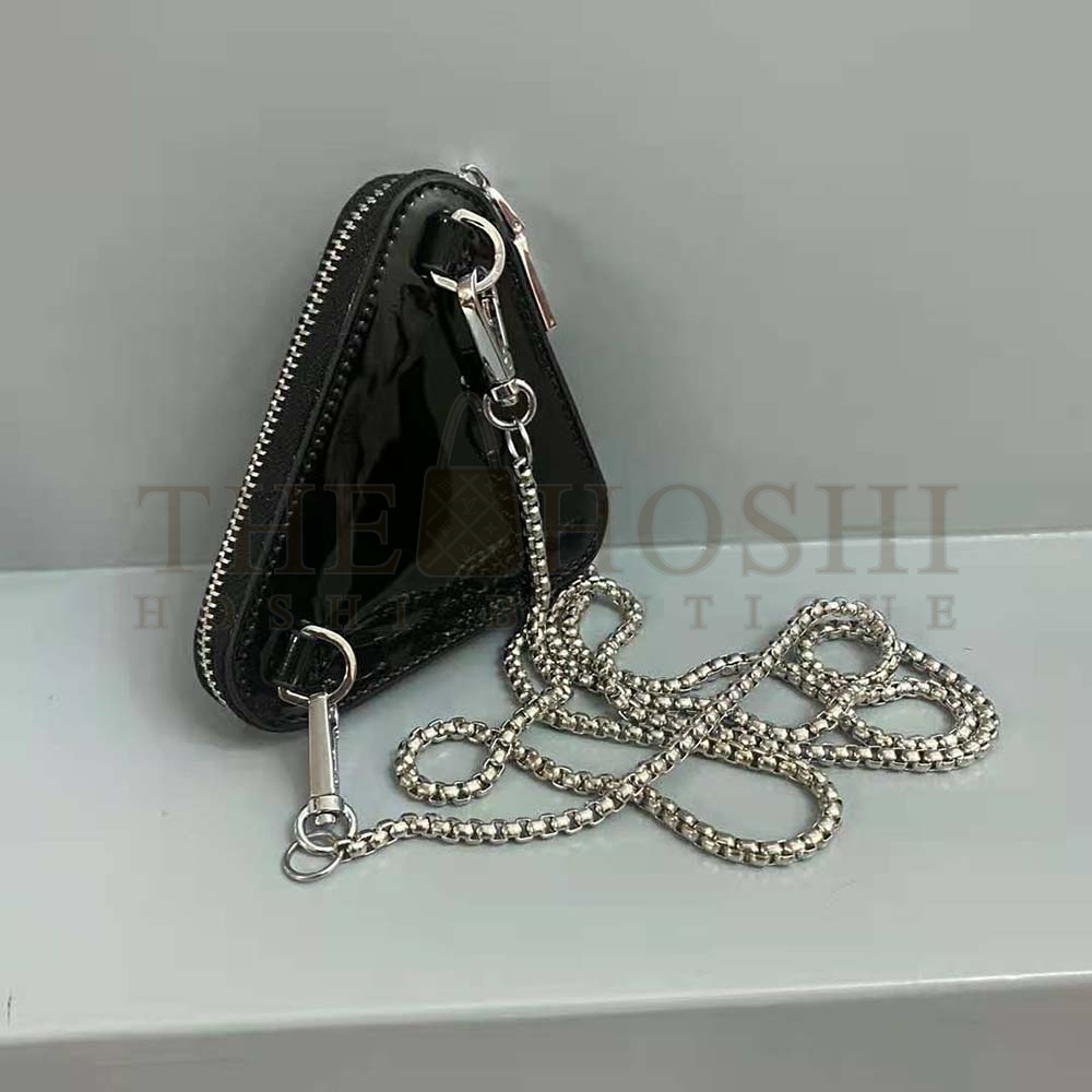 Pra*a Women Brushed Leather Mini-Pouch-Black Master Quality