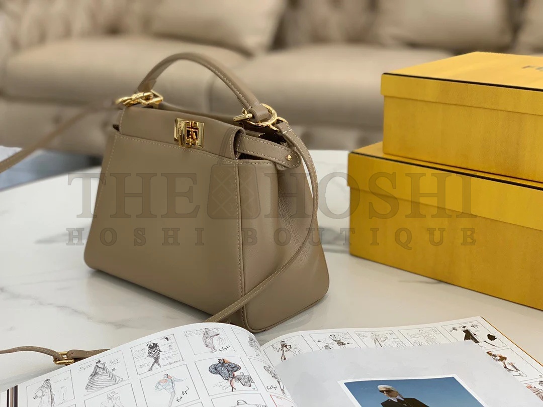 F**di Peekaboo Mini Bag In Dove Grey Nappa Leather Master Quality