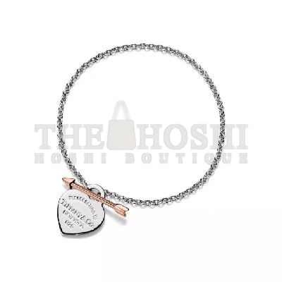 T*f*ny New Large Heart Arrow Chunky Necklace Bracelet Master Quality