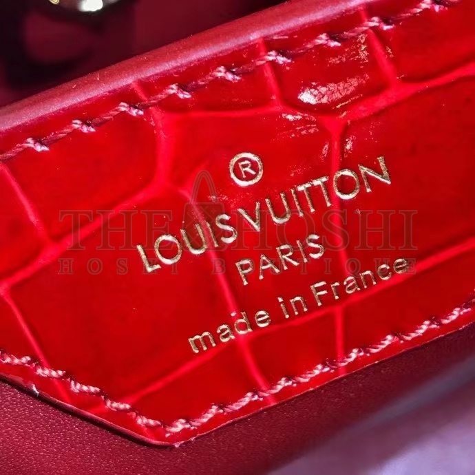 L0vis Vvtt0n LV Women Capucines BB Handbag Red Crocodilien Brillant Savoir Faire Master Quality