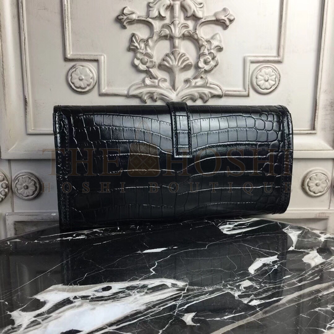 H**me5 Jige Elan 29 Clutch In Black Crocodile Leather Master Quality
