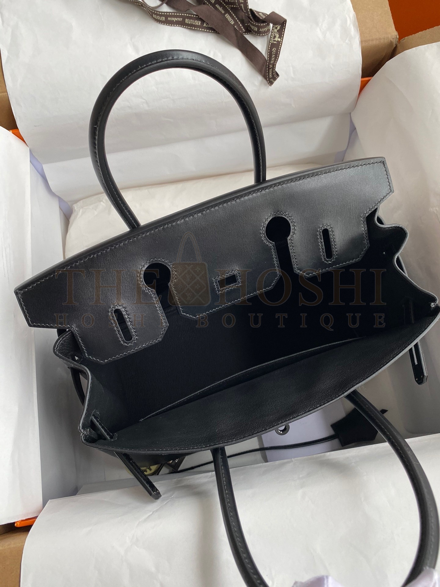 H**me5 Birkin 30 Retourne Handmade Bag In Black Box Calfskin Master Quality