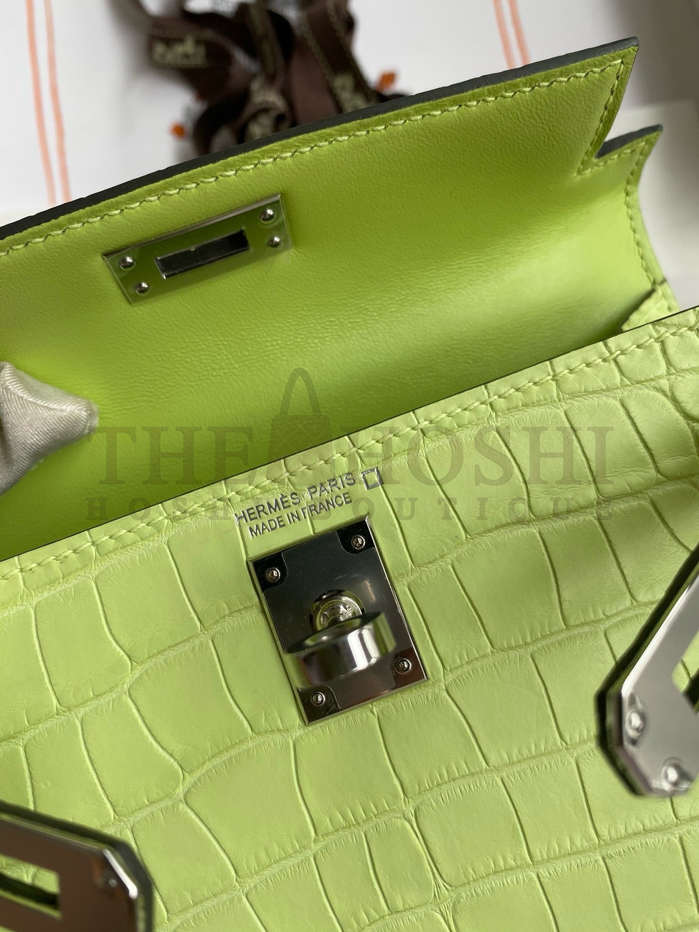 H**me5 Kelly Mini II Sellier Handmade Bag In Jaune Bourgeon Matte Alligator Leather Master Quality