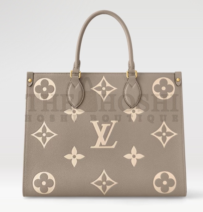 L0vis Vvtt0n LV Women Onthego Tote Beige Embossed Grained Cowhide Leather MM M45494 (35 x 27 x 14 cm）BB M47054 (18 x 15 x 8.5 cm) Master Quality