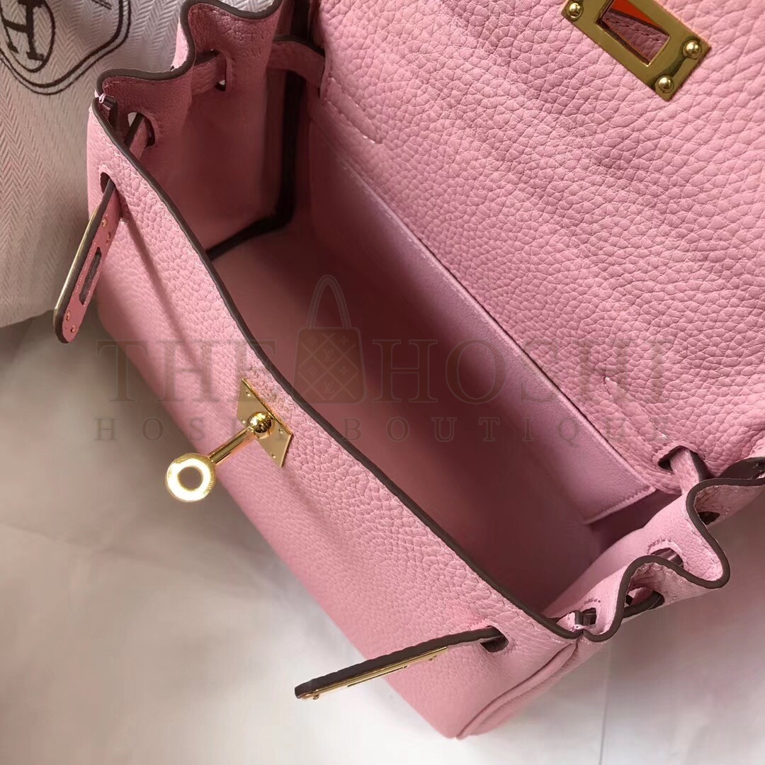 H**me5 Mini Kelly 20cm Bag In Pink Clemence Leather Master Quality