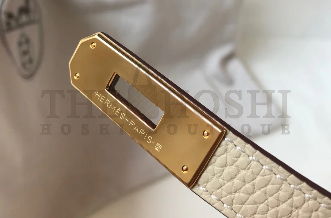 H**me5 Kelly 25cm Retourne Bag in Craie Clemence Leather GHW Master Quality