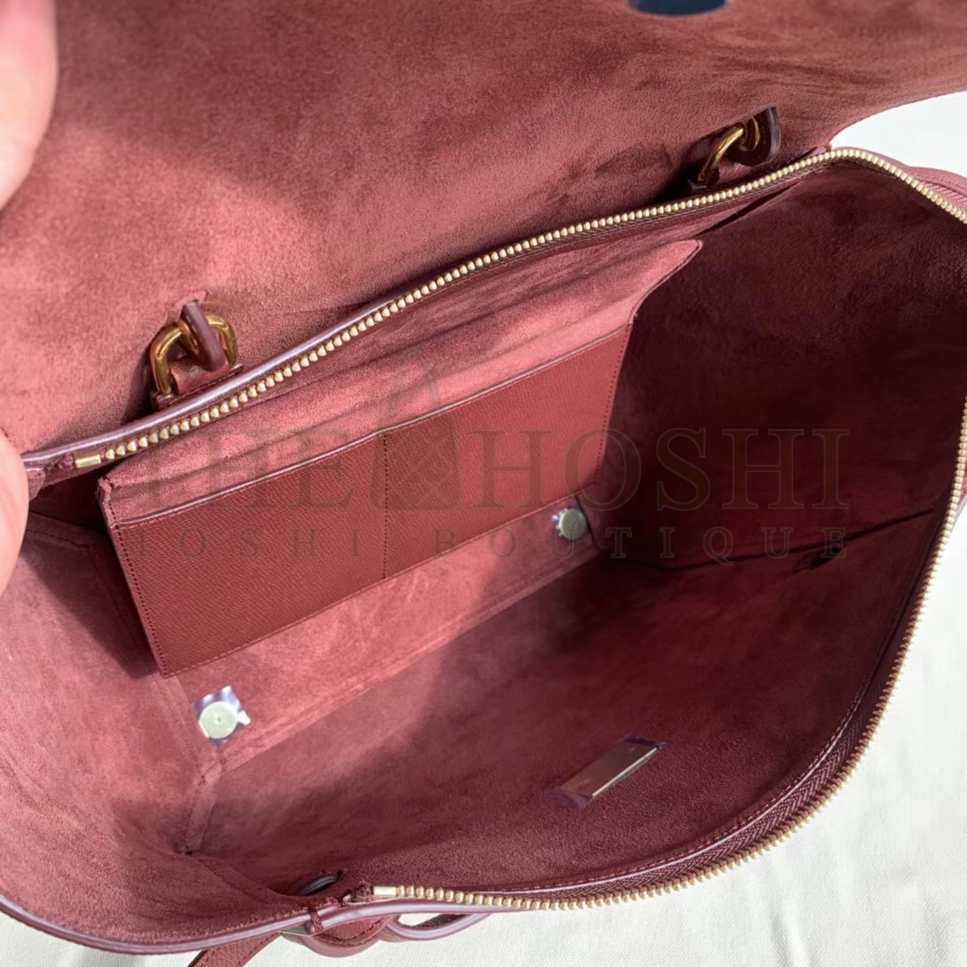Ce1i*e Belt Mini Bag In Bordeaux Grained Calfskin Master Quality