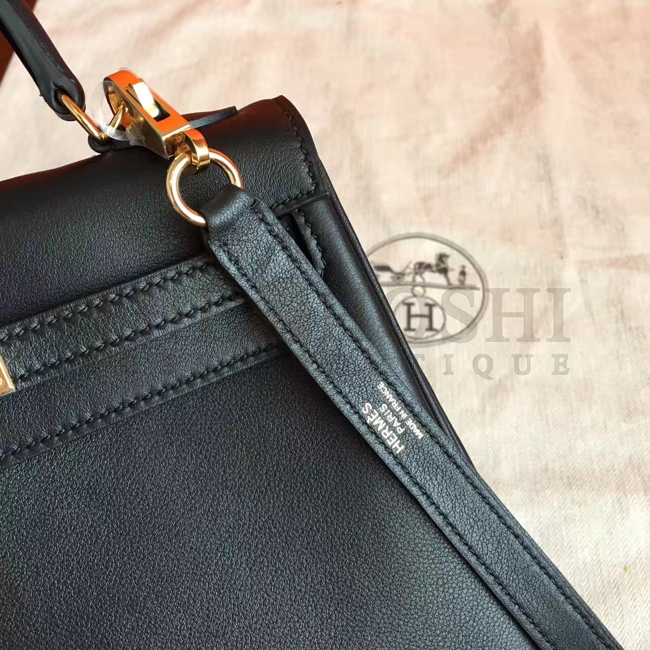 H**me5 Swift Kelly 25cm Retourne Handmade Black Bag Master Quality