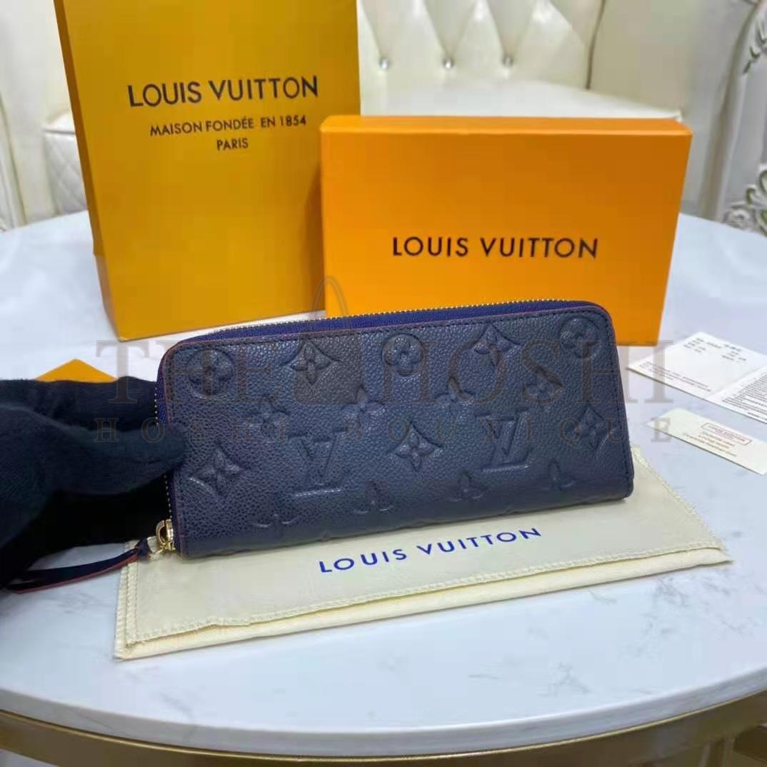 L0vis Vvtt0n LV Unisex Clémence Wallet Marine Rouge Monogram Empreinte Embossed S*pple Grained Cowhide Master Quality