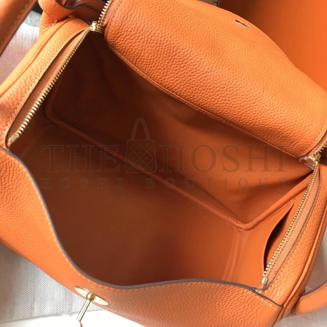 H**me5 Lindy 30cm Bag In Orange Clemence Leather Master Quality