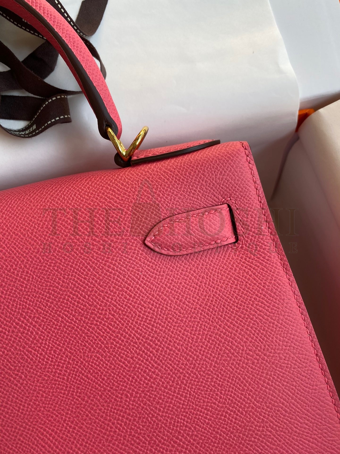 H**me5 Kelly Sellier 28 Handmade Bag In Rose Lipstick Epsom Calfskin Master Quality