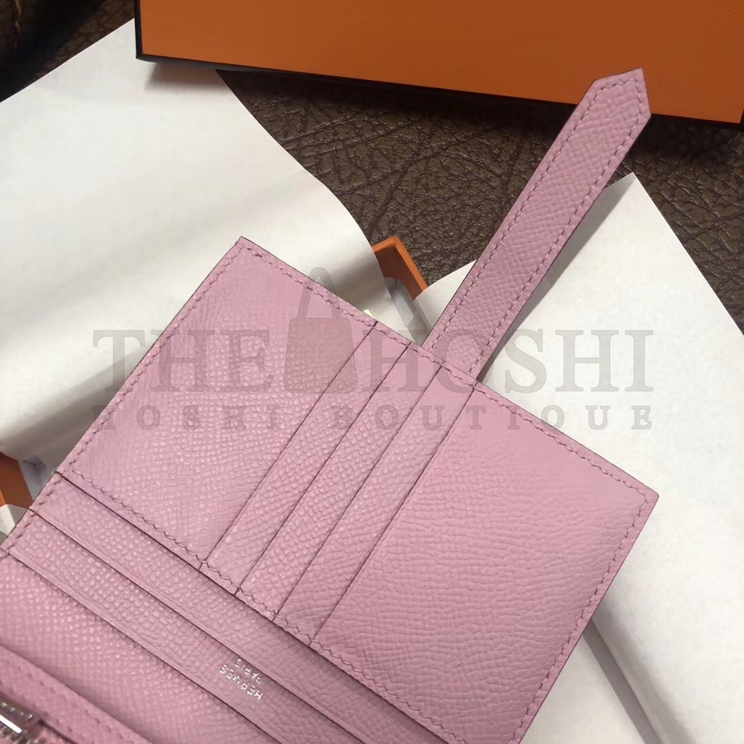 H**me5 Bearn Compact Wallet In Pink Epsom Leather Master Quality